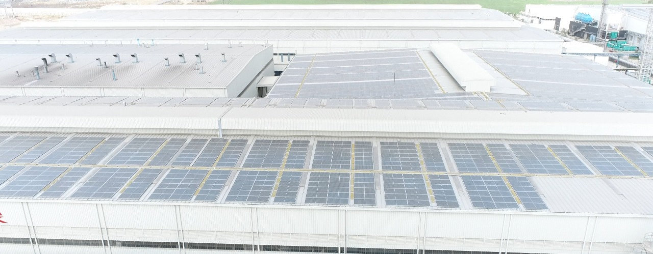 Rooftop solar panels, representative image for healthcare solar