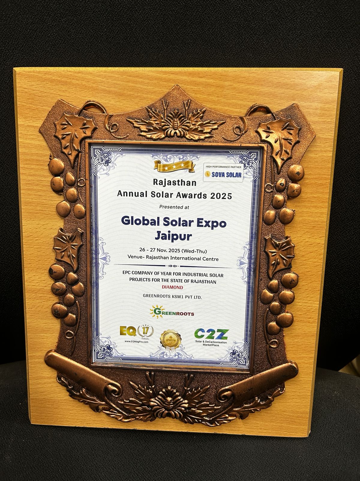 2025 Rajasthan Annual Solar Award: Industrial · Diamond